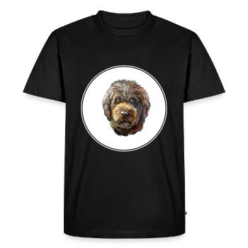Barbet Dog Aquarelle Peinture Illustration - T-shirt Premium bio Homme - noir - Devant - Nico (187cm)