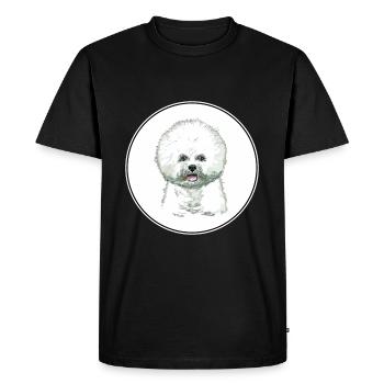 Bichon Frise Dog Aquarelle Illustration - T-shirt Premium bio Homme - noir - Devant - Nico (187cm)