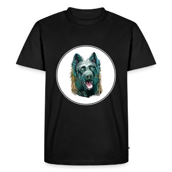 Dutch Shepherd Dog Watercolor Art Illustration - Men's Premium Organic T-Shirt - black - Front - Nico (187cm)
