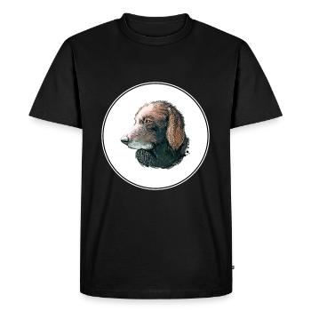 Curly Coated Retriever Dog Watercolor Illustration - Men's Premium Organic T-Shirt - black - Front - Nico (187cm)