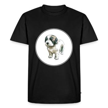 Moscow Watchdog Dog Watercolor Sketch Illustration - Men's Premium Organic T-Shirt - black - Front - Nico (187cm)