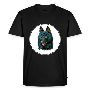 Schipperke Dog Watercolor Illustration - Men's Premium Organic T-Shirt - black - Front - Nico (187cm)