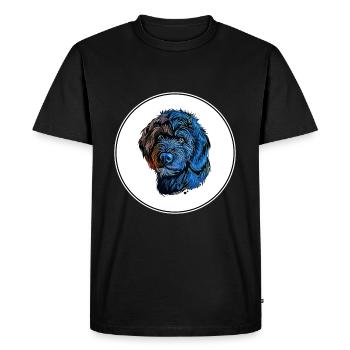 Portuguese Water Dog Watercolor Illustration - Men's Premium Organic T-Shirt - black - Front - Nico (187cm)