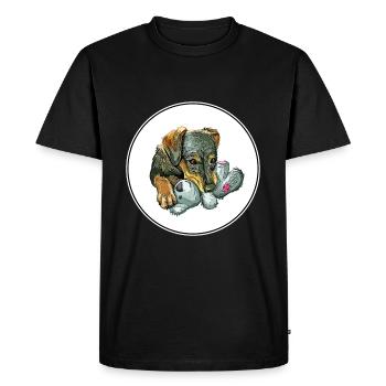 Illustration de l’aquarelle de chien de chien serbe - T-shirt Premium bio Homme - noir - Devant - Nico (187cm)
