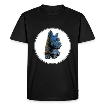 Skye Terrier Dog Watercolor Illustration - Men's Premium Organic T-Shirt - black - Front - Nico (187cm)