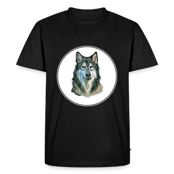 Tamaskan Dog Watercolor Art Illustration - Men's Premium Organic T-Shirt - black - Front - Nico (187cm)