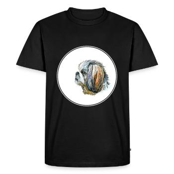 Shih Tzu Lap Dog Watercolor Illustration - Men's Premium Organic T-Shirt - black - Front - Nico (187cm)