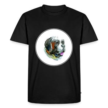 Illustration de l’aquarelle du chien St Bernard - T-shirt Premium bio Homme - noir - Devant - Nico (187cm)