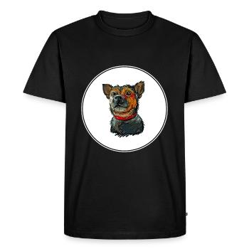 Ratonero Murciano Dog Watercolor Illustration - Men's Premium Organic T-Shirt - black - Front - Nico (187cm)