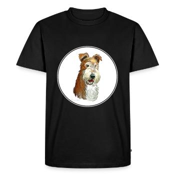 Wire Fox Terrier Dog Watercolor Illustration - Men's Premium Organic T-Shirt - black - Front - Nico (187cm)