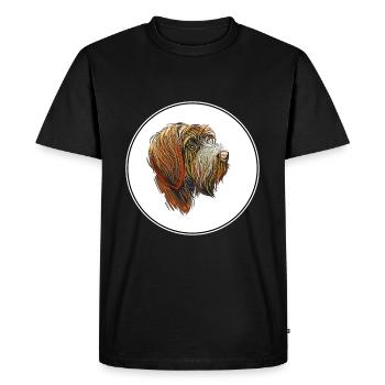 Illustration de chien Griffon pointant à poil métallique - T-shirt Premium bio Homme - noir - Devant - Nico (187cm)