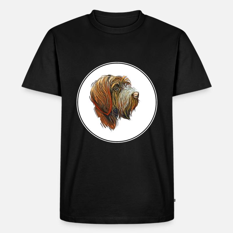 Drahthaar Pointing Griffon Dog Illustration - Männer Premium Bio T-Shirt - Schwarz