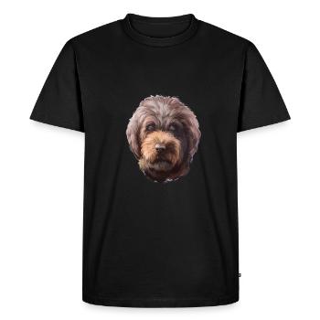 Barbet Dog Aquarelle Peinture Illustration - T-shirt Premium bio Homme - noir - Devant - Nico (187cm)