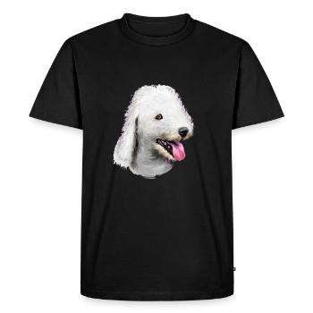 Bedlington Terrier Dog Watercolor Illustration - Men's Premium Organic T-Shirt - black - Front - Nico (187cm)