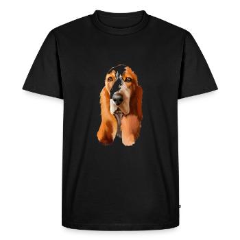 Basset Hound Dog Aquarelle Illustration - T-shirt Premium bio Homme - noir - Devant - Nico (187cm)