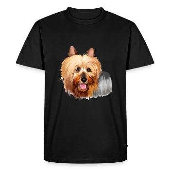 Australian Silky Terrier Dog Aquarelle Illustrati - T-shirt Premium bio Homme - noir - Devant - Nico (187cm)