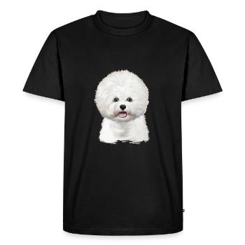 Bichon Frise Dog Aquarelle Illustration - T-shirt Premium bio Homme - noir - Devant - Nico (187cm)