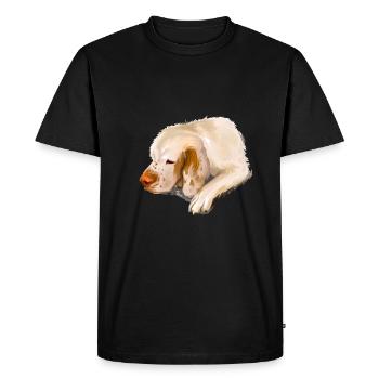 Clumber Spaniel Dog Aquarelle Sketch Illustration - T-shirt Premium bio Homme - noir - Devant - Nico (187cm)