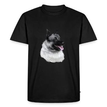 Norwegian Elkhound Dog Watercolor Illustration - Men's Premium Organic T-Shirt - black - Front - Nico (187cm)