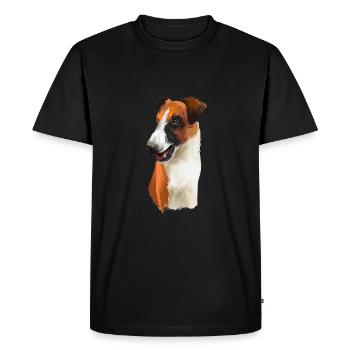 Smooth Fox Terrier Dog Watercolor Illustration - Men's Premium Organic T-Shirt - black - Front - Nico (187cm)