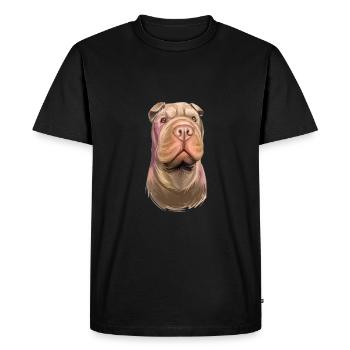 Shar Pei Purebred Dog Watercolor Illustration - Men's Premium Organic T-Shirt - black - Front - Nico (187cm)
