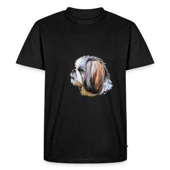 Shih Tzu Lap Dog Watercolor Illustration - Men's Premium Organic T-Shirt - black - Front - Nico (187cm)