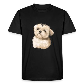 Shih Tzu Lap Dog Watercolor Illustration - Men's Premium Organic T-Shirt - black - Front - Nico (187cm)