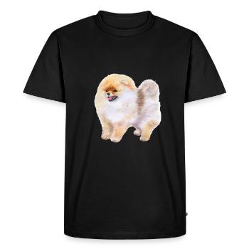 Pomeranian Spitz Dog Watercolor Illustration - Men's Premium Organic T-Shirt - black - Front - Nico (187cm)