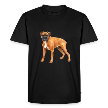 German Boxer Dog Watercolor Illustration - Men's Premium Organic T-Shirt - black - Front - Nico (187cm)