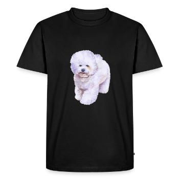 Bichon Frise Dog Aquarelle Illustration - T-shirt Premium bio Homme - noir - Devant - Nico (187cm)