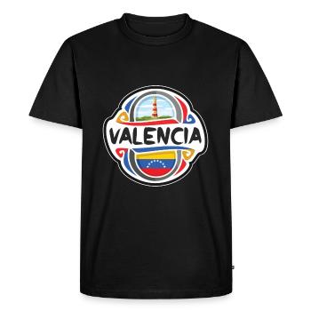 Valence Venezuela Drapeau Voyage Souvenir Badge Stam - T-shirt Premium bio Homme - noir - Devant - Nico (187cm)