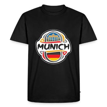 Munich Germany Flag Badge Travel Souvenir Stamp - Men's Premium Organic T-Shirt - black - Front - Nico (187cm)