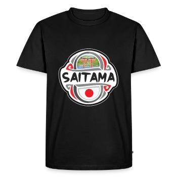 Saitama Japon Drapeau Badge Souvenir de Voyage Timbre - T-shirt Premium bio Homme - noir - Devant - Nico (187cm)