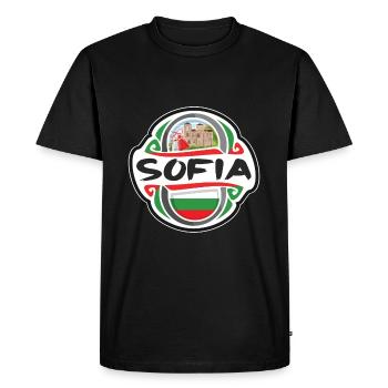 Sofia Bulgarie Drapeau Badge Voyage Souvenir Timbre - T-shirt Premium bio Homme - noir - Devant - Nico (187cm)