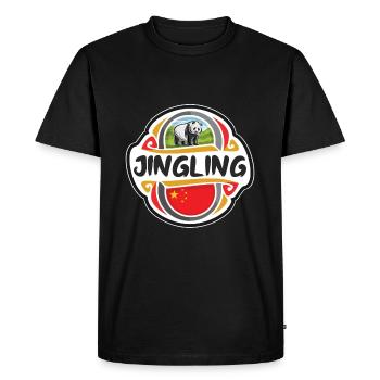 Jingling China Flag Badge Souvenir de voyage - T-shirt Premium bio Homme - noir - Devant - Nico (187cm)