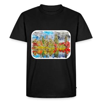 Angleterre Royaume-Uni Aquarelle Esquisse Dessinée à la main Peinture - T-shirt Premium bio Homme - noir - Devant - Nico (187cm)