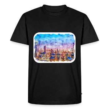 Chicago USA Watercolor Sketch Drawn Illustration - Men's Premium Organic T-Shirt - black - Front - Nico (187cm)