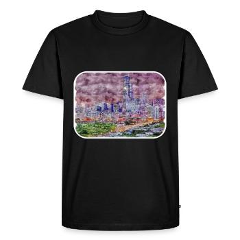 Chicago USA Watercolor Sketch Drawn Illustration - Men's Premium Organic T-Shirt - black - Front - Nico (187cm)