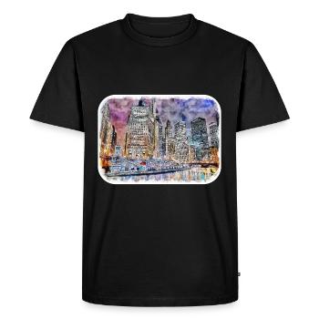 Chicago USA Watercolor Sketch Drawn Illustration - Men's Premium Organic T-Shirt - black - Front - Nico (187cm)