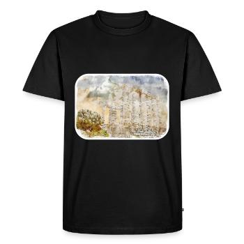 Athènes Grèce Aquarelle Sketch Illustration - T-shirt Premium bio Homme - noir - Devant - Nico (187cm)