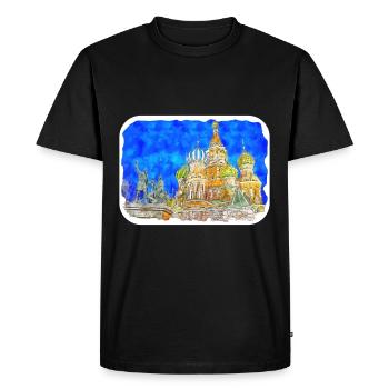 Moscou Russie Aquarelle Esquisse Dessin Dessiné - T-shirt Premium bio Homme - noir - Devant - Nico (187cm)