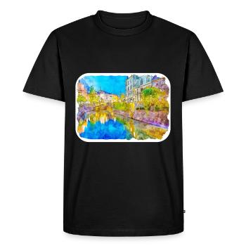 Illustration de l’esquisse à l’aquarelle de Slovénie - T-shirt Premium bio Homme - noir - Devant - Nico (187cm)