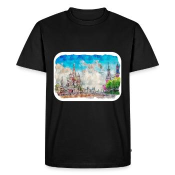 Moscou Russie Aquarelle Esquisse Dessin Dessiné - T-shirt Premium bio Homme - noir - Devant - Nico (187cm)