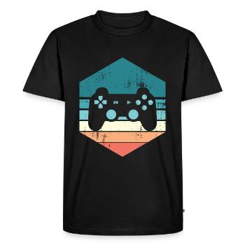 Gaming Sunset Gift for Video Gamer Nerd - Men's Premium Organic T-Shirt - black - Front - Nico (187cm)
