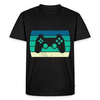Video Game Controller Sunset - Men's Premium Organic T-Shirt - black - Front - Nico (187cm)
