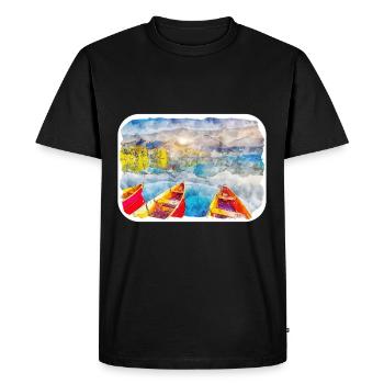 Slovakia Landmark Watercolor Sketch Illustration - Men's Premium Organic T-Shirt - black - Front - Nico (187cm)
