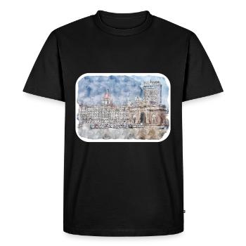 Mumbai India Watercolor Sketch Drawn Painting - Men's Premium Organic T-Shirt - black - Front - Nico (187cm)