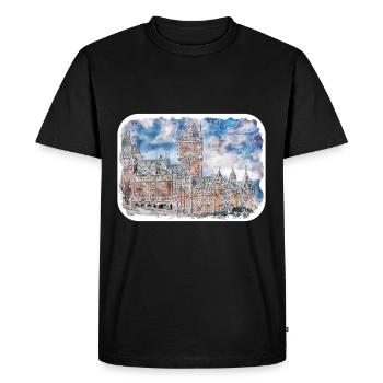 Québec Canada Aquarelle Dessin Dessin Illustration - T-shirt Premium bio Homme - noir - Devant - Nico (187cm)