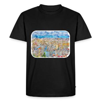 Barcelone Espagne Aquarelle Sketch Illustration - T-shirt Premium bio Homme - noir - Devant - Nico (187cm)