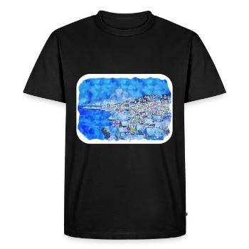 Norvège Aquarelle Esquisse Dessinée à la main Illustration - T-shirt Premium bio Homme - noir - Devant - Nico (187cm)